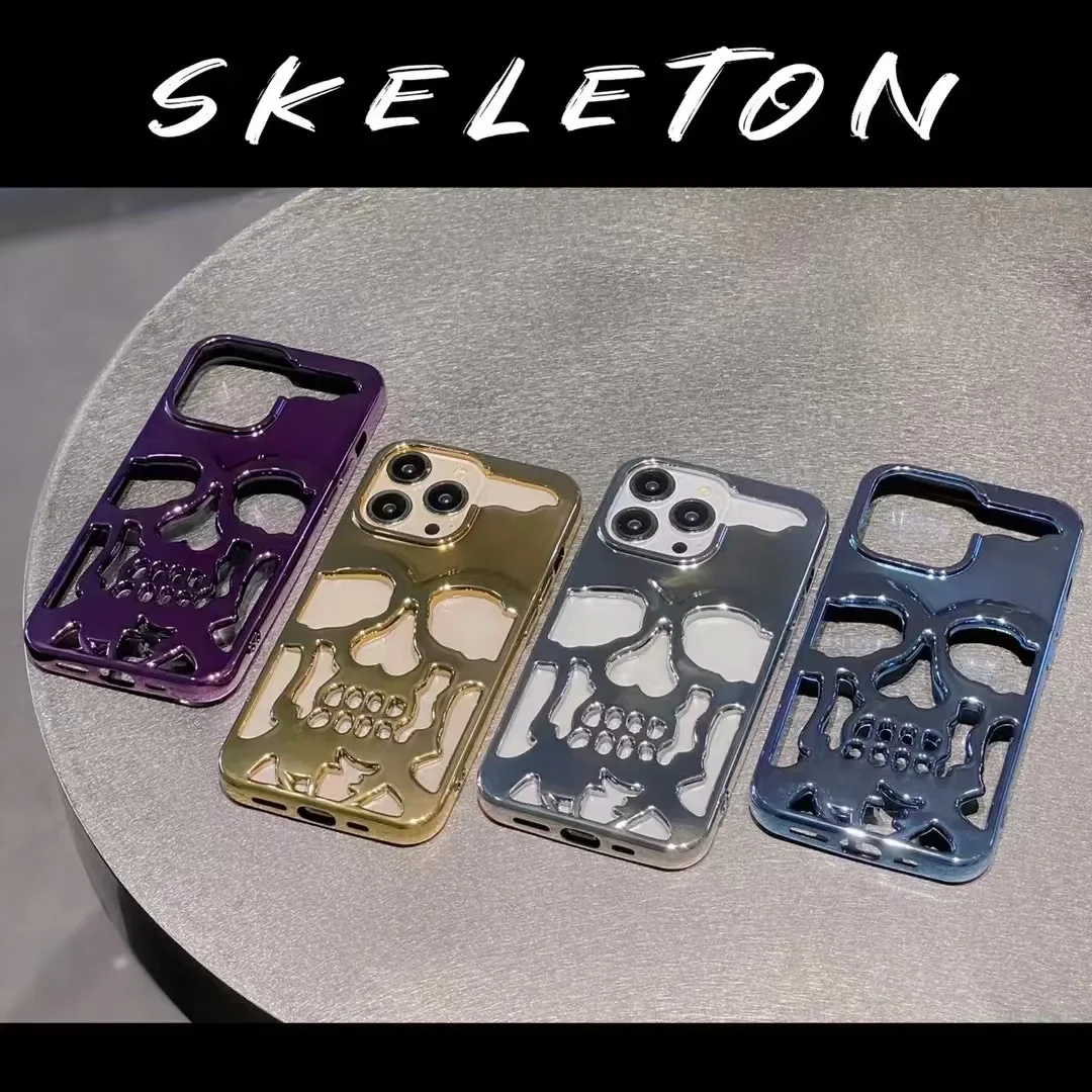 3d Hollow Skull Phone Case For Iphone Pro Max Shockproof Cover_voghion.com