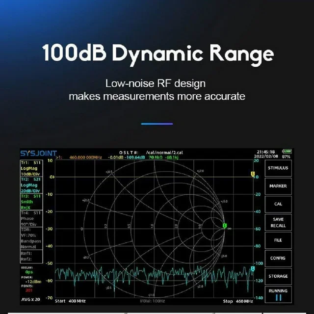 HTOOL SV4401A 50KHz-4.4GHz Vector Network Analyzer 100dB Dynamic VNA 7-inch Touch LCD Internal memory MF/LF/HF/VHF/UHF Band 3