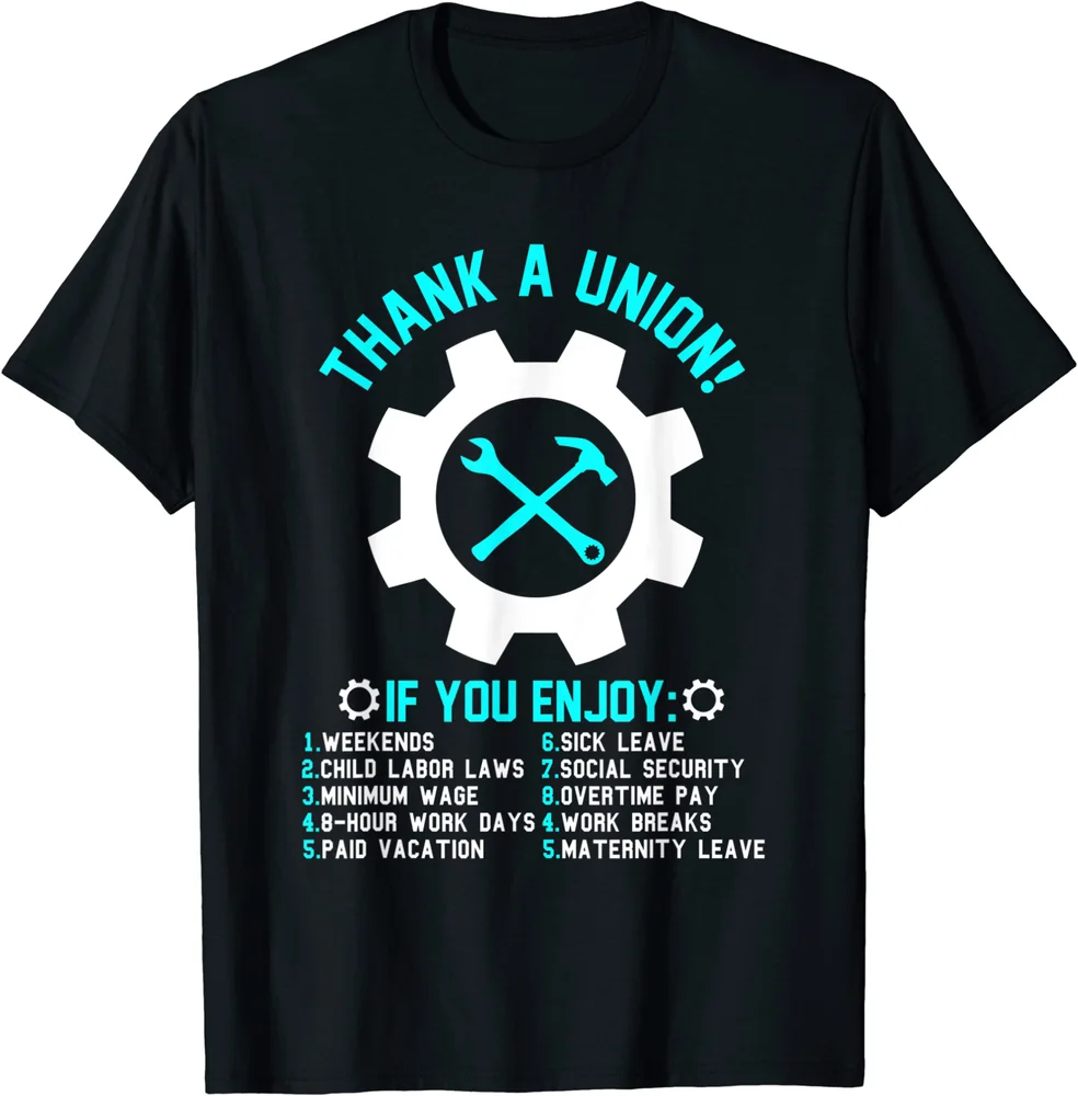 

Женская футболка с надписью «Thank A Union»