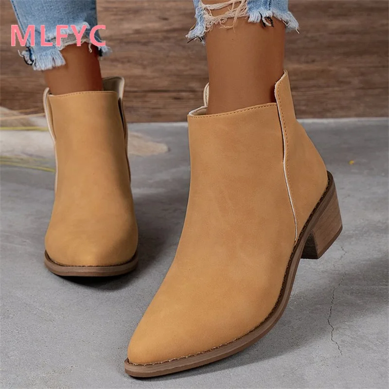 Thick Soled Thick Heeled Short Boots for Women Autumn Winter New Soft Soled Lightweight Comfortable Short Tube Single Boots