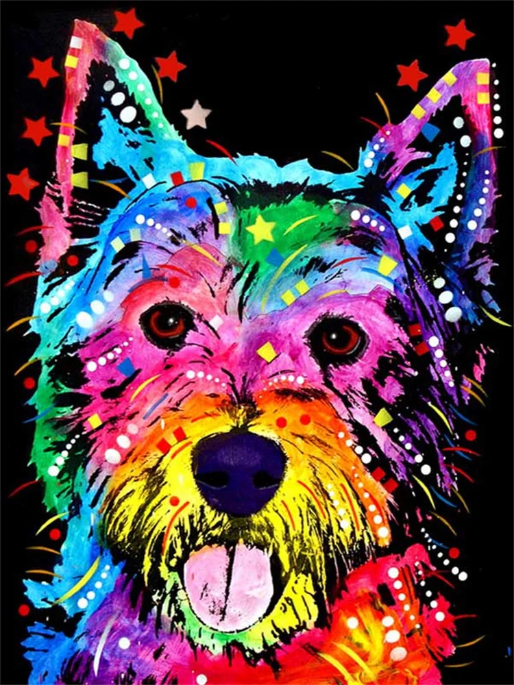 Meian Aquarell Hund Tier DIY Malerei Kreuzstich Stickerei Kits Baumwollfaden Handarbeiten Ross Home Decor Geschenk – Detail 18