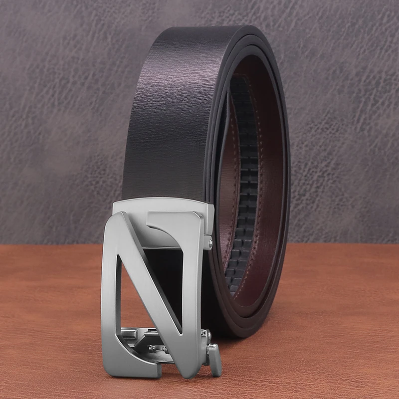 New Fashion Men Z Letter Belt Automatic Buckle Designer Leather Brand Luxury Cintos Masculinos Ceinture Homme