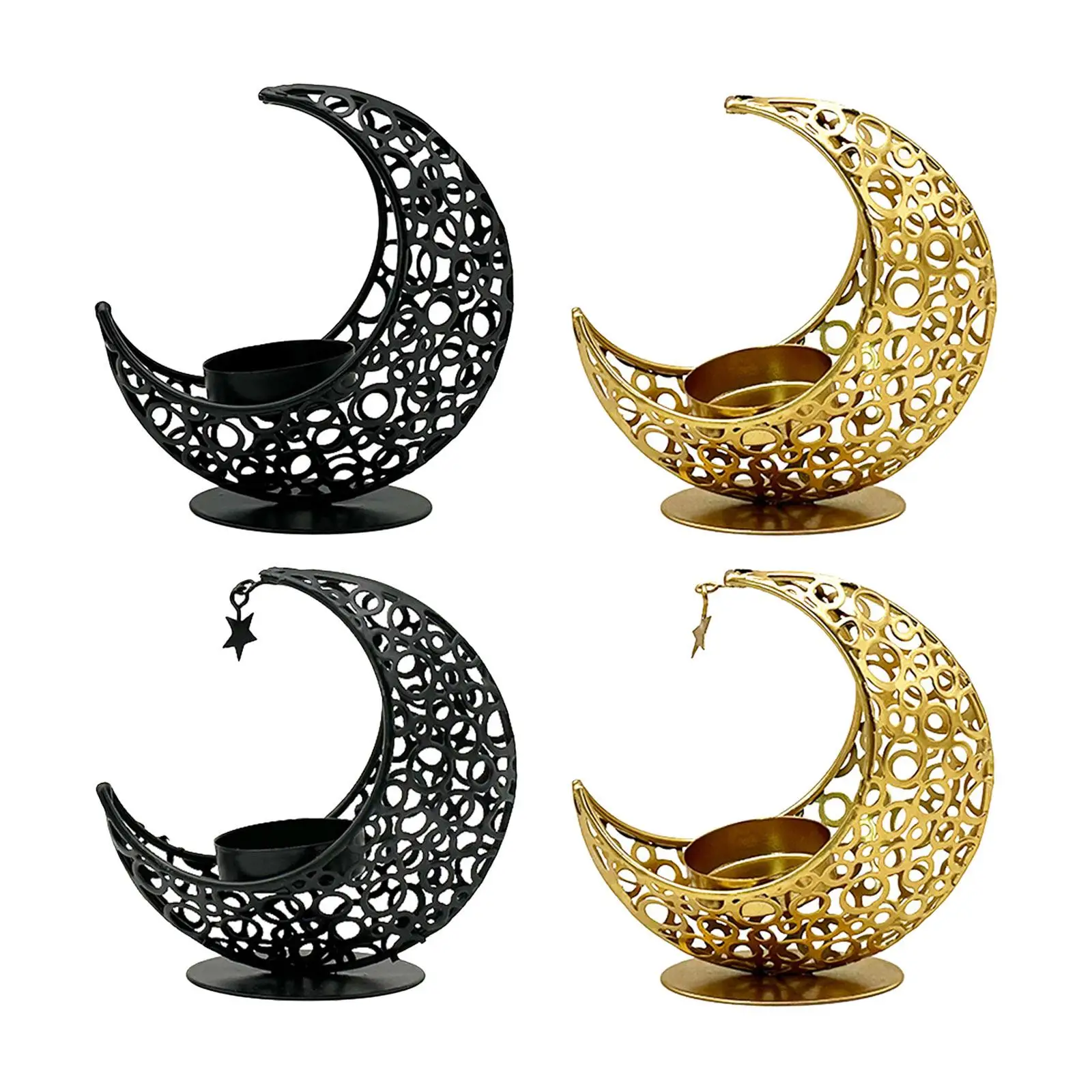 Metal Candlestick Table Centerpiece Taper Candle Moon Candle Holder for Fireplace Anniversary Wedding Mantel Spring Festival