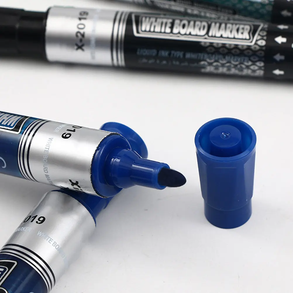 8Pcs 화이트 보드 지울 수있는 마커 펜 프레스 펌프 블랙 레드 블루 그린 방수..