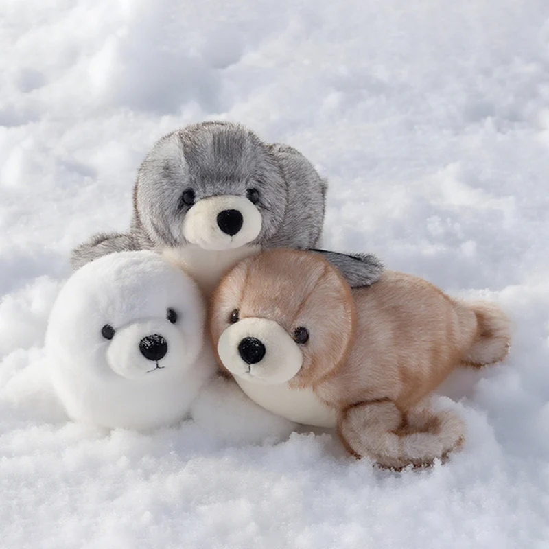 Cute Realistic Marine Seal Plush Doll White Grey Stuffed Seal Soft Toy Kawaii Sea Animal Plushies Birthday Xmas Present