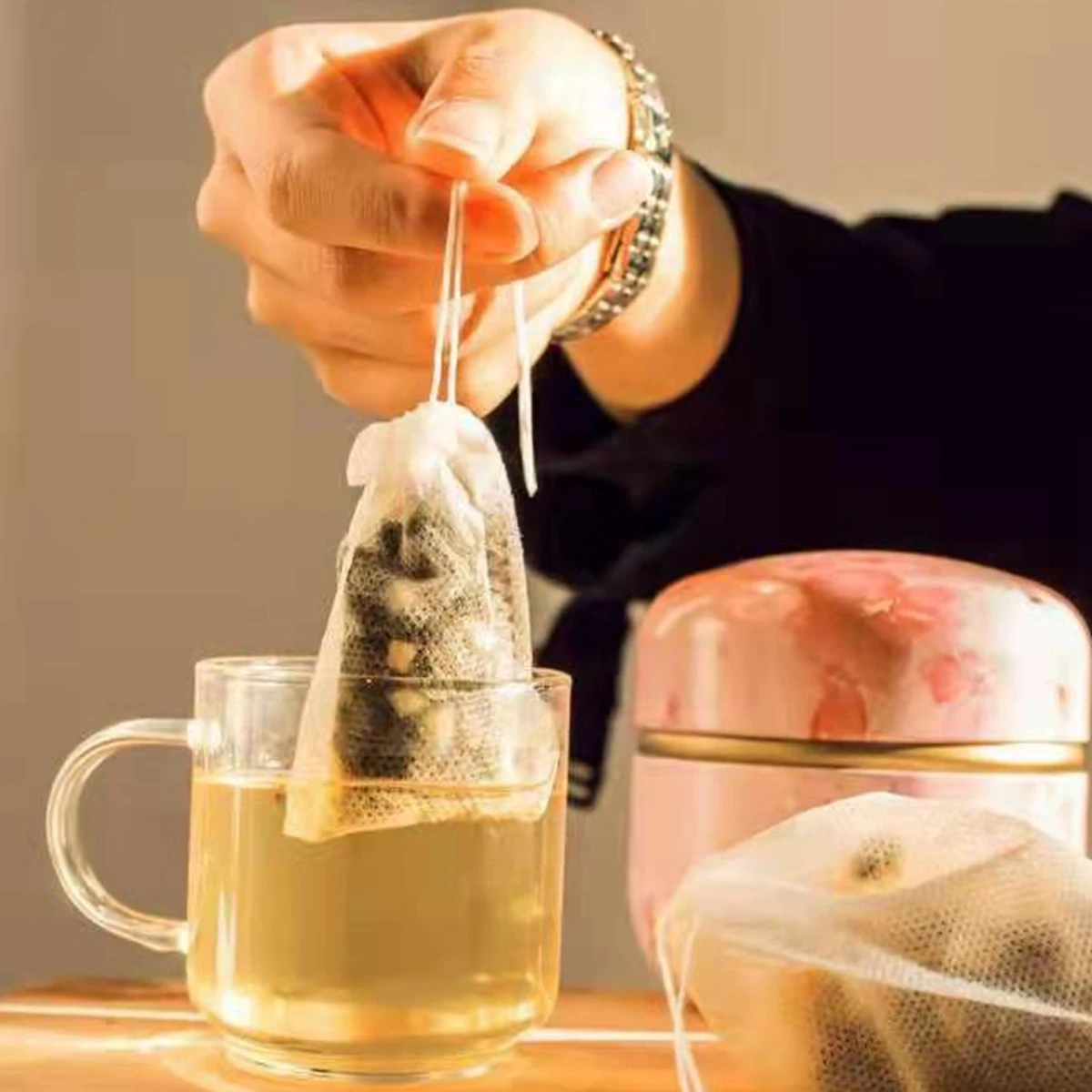 Disposable Tea Filter Bags Disposable Tea Bags Tea Filter Bags 100 Pack Empty Tea Bags Eco-Friendly Degradable Disposable Diffuser Loose Coffee Spice Herbs Teabags