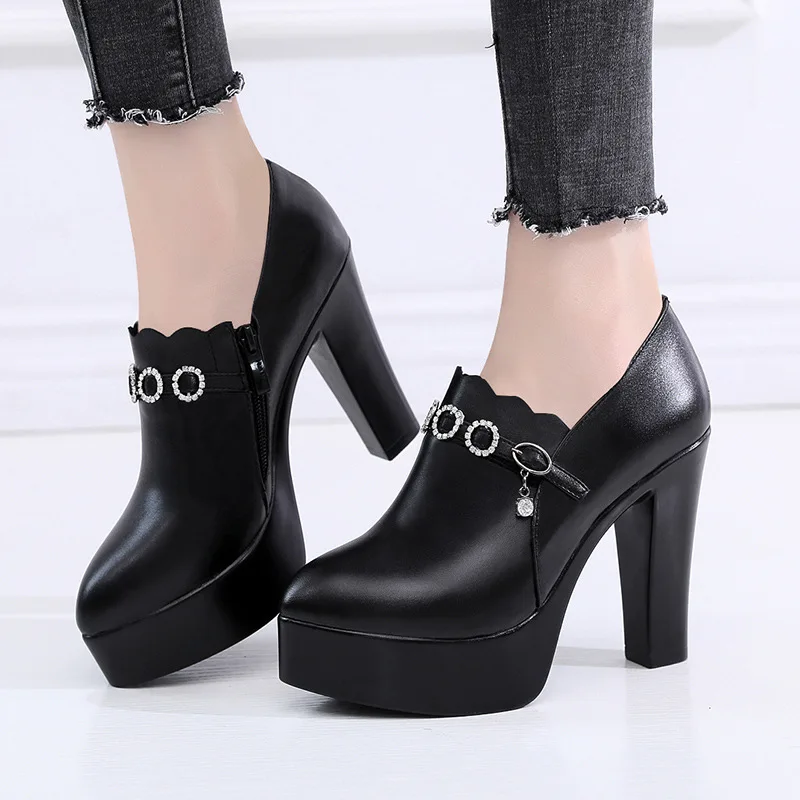 Zapatos de tacón alto con diamantes de imitación para mujer, calzado de  oficina con plataforma, color negro, 32 43 talla grande, 12cm, otoño e  invierno, 2022|Zapatos de tacón de mujer| - AliExpress