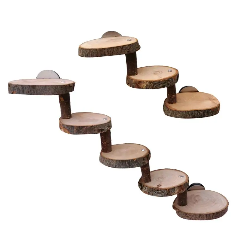 

H55E 3/5 Layers Wooden Hamster Ladder Suspension Bridge Climbing Stairs Perches Cage