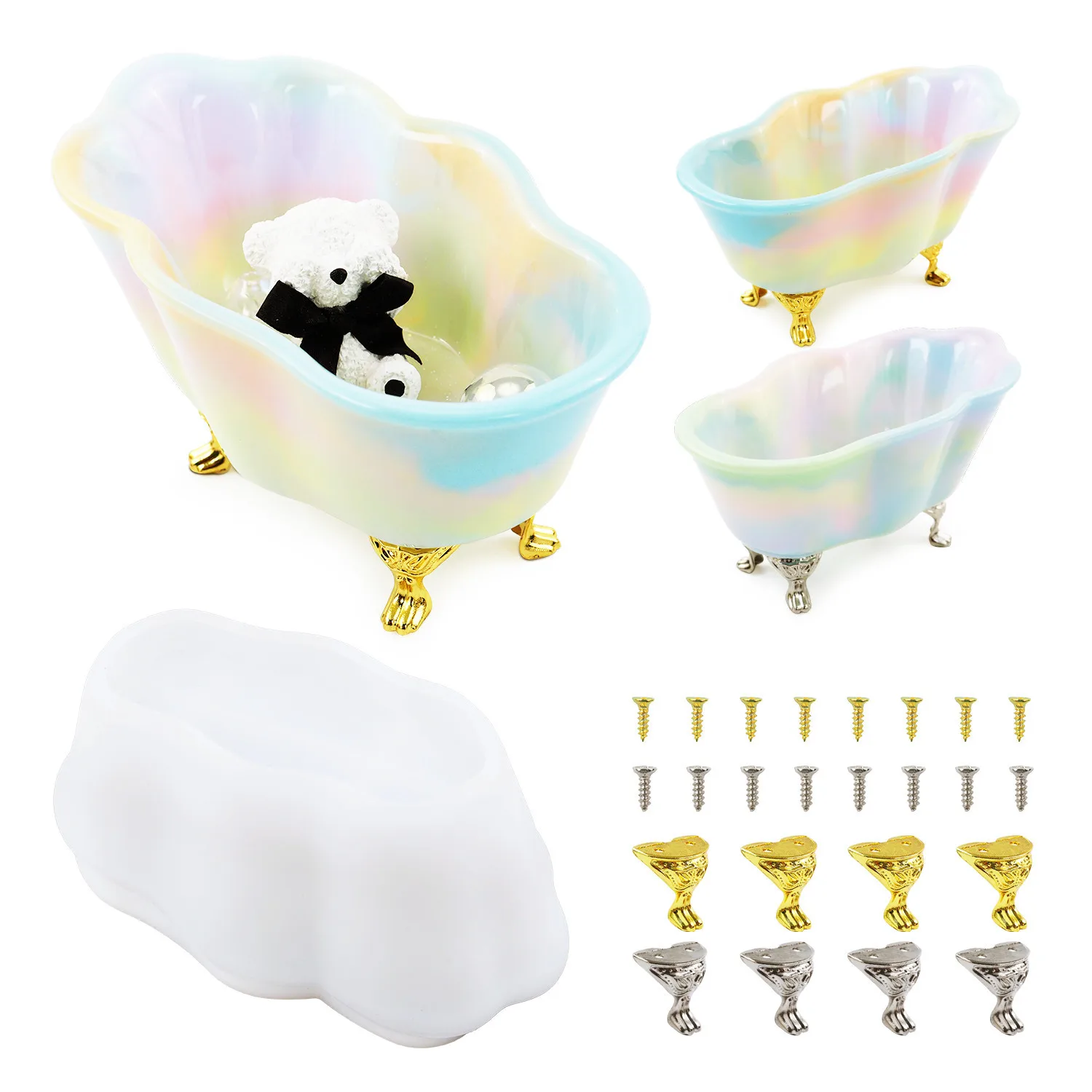 DIY Epoxy Resin Mold Bathtub Storage Box Shell Soap Box Silicone Mold