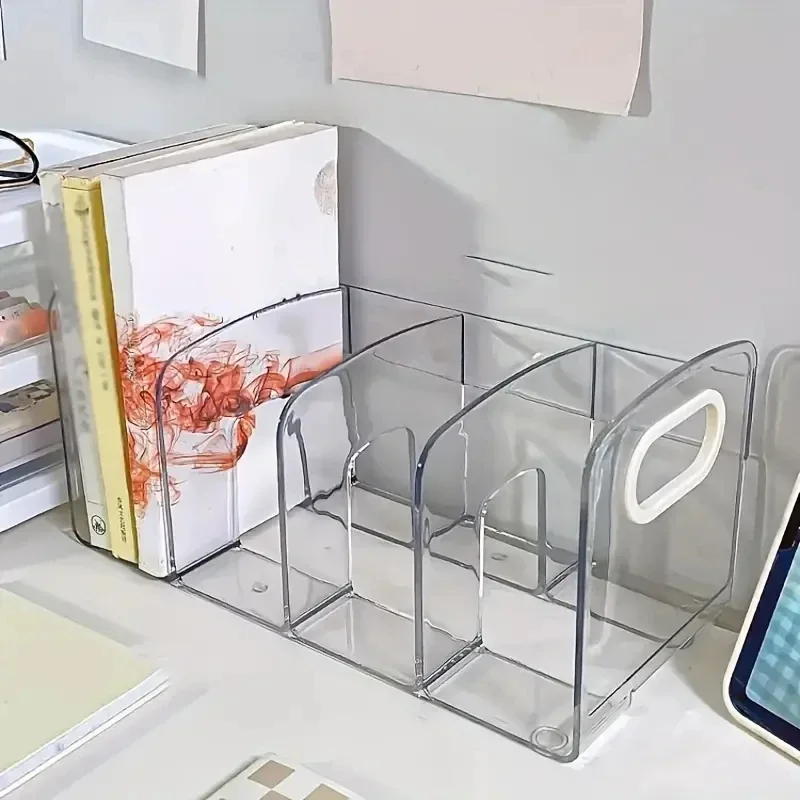 Transparent Desktop Bookshelf Magazine Organizer Documents Desktop Organizer Book Stopper Stationery Supplies Book Holder