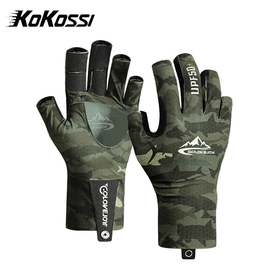 Fishing Gloves Summer Sun Protection Outdoor Fishing Slip-Resistant Durable Lure Half-Finger Gloves Breathable Ice Silk