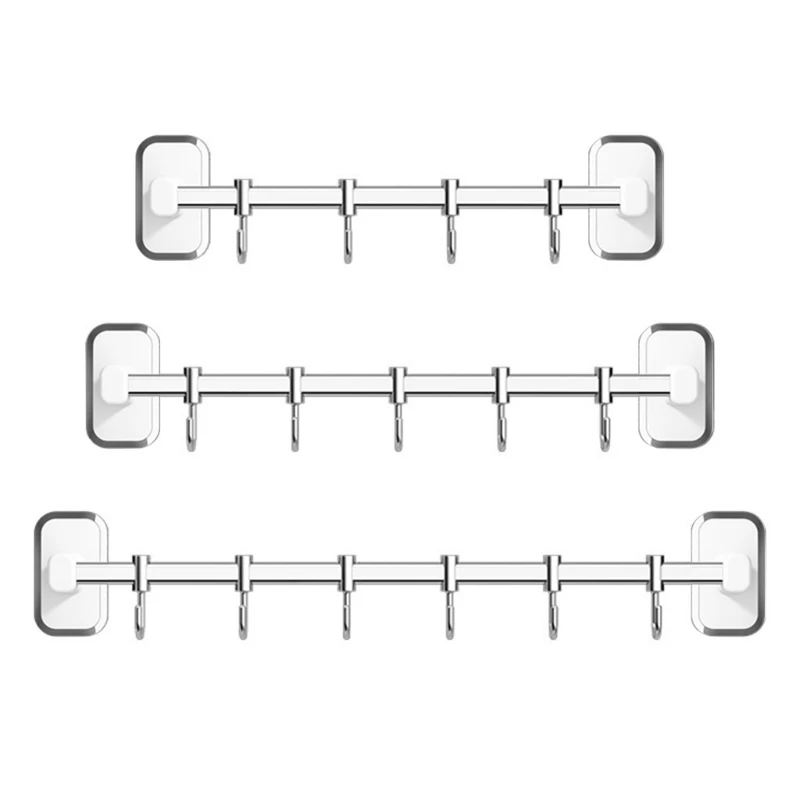 Kitchen Utensil Hangers with 4/5/6 Hooks Space Saving Wall Utensil Hooks Kitchen Holder No Drilling Rack