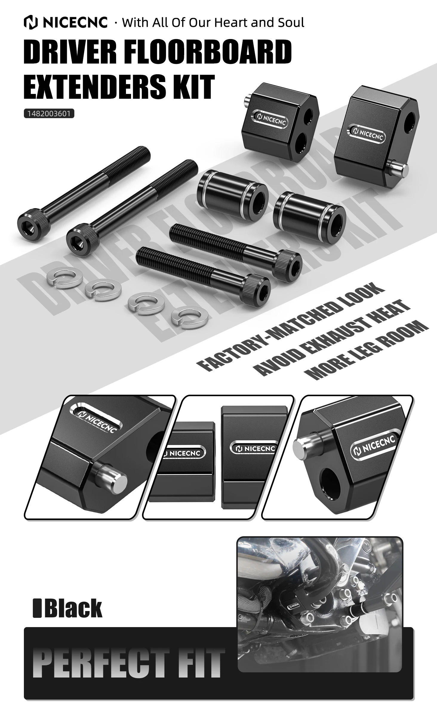 Für Harley Street Glide FLHX FLHXS 2009–2024 Fahrer-Trittbrett-Extender-Kit Road King Classic FLHRC 2009–2020 Road Glide FLTRX – Detail 1