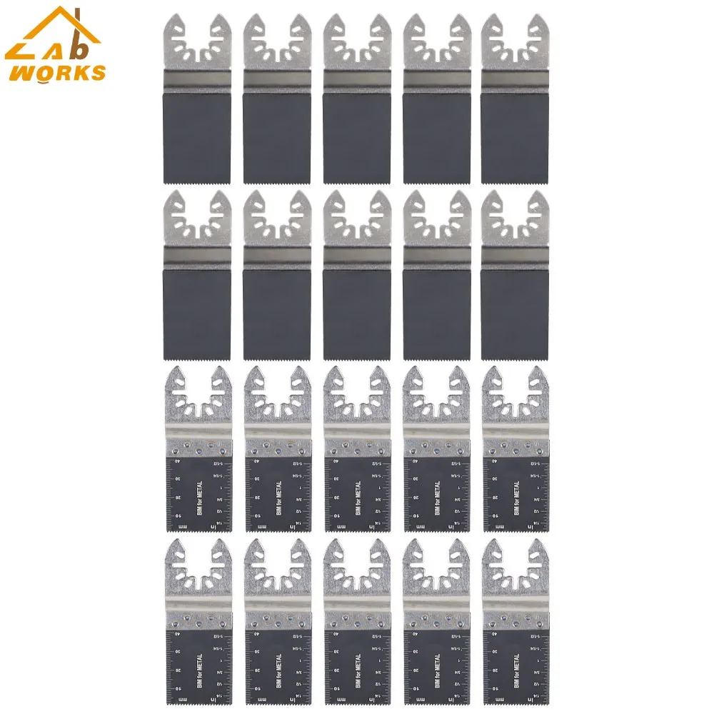

20 Piece 35-89mm Bi-metal Black Quick Release Oscillating Saw Blades New