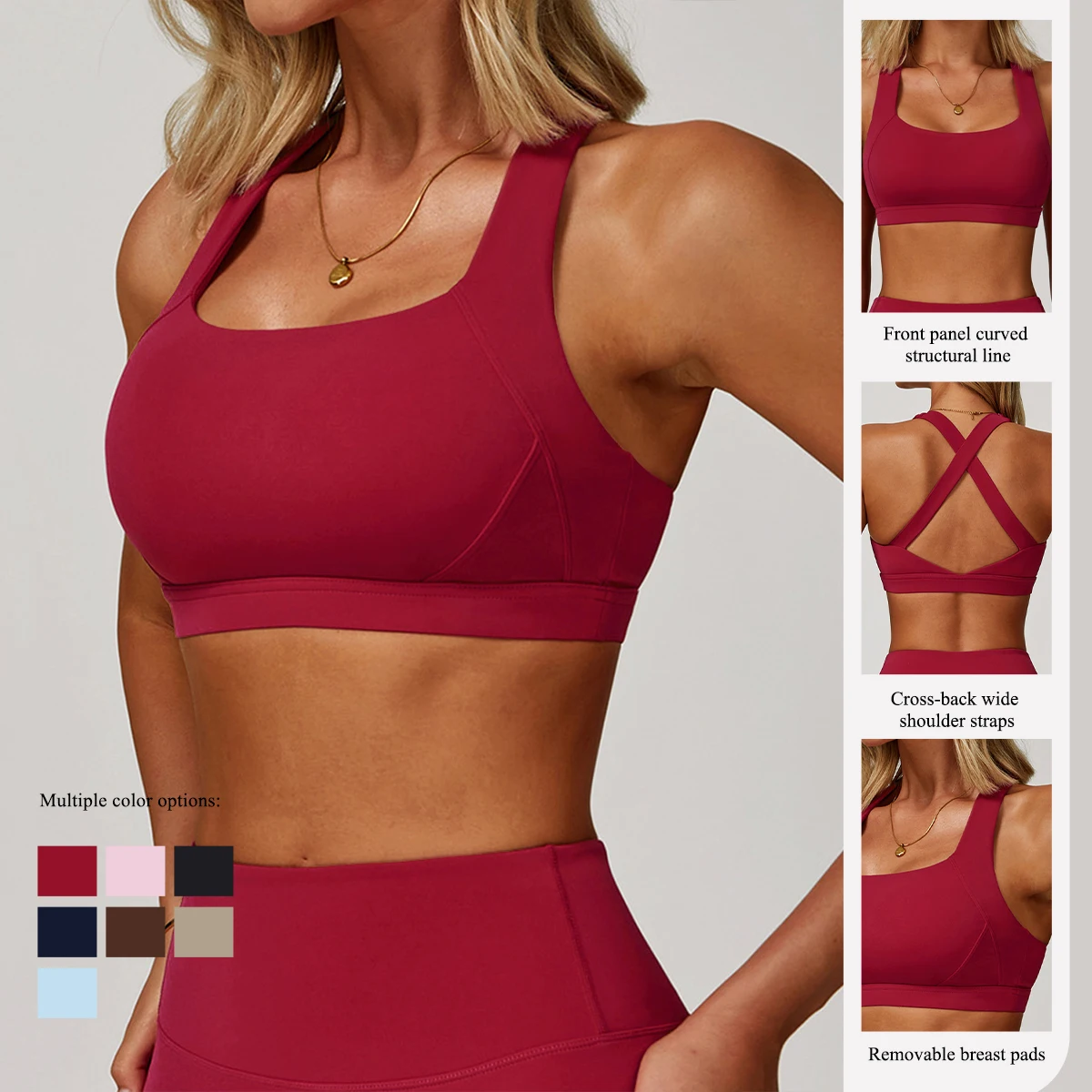 Hearuisavy Quick-Dry Backless Yoga Clothes Running Vest Women Workout Brassiere Fitness Gym Tank Top Women Push up Sports Bra - תמונה 3