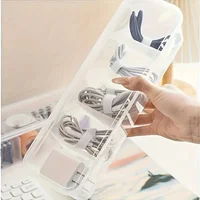 Large Capacity Transparent Storage Box with 5 Compartments Plastic Storage Box for Cables Batteries Clear Separation Organizer 2