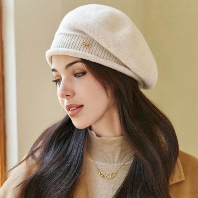 Hot Sale Autumn Winter Simple Premium Feel Sweet Cool Versatile British Painter Style Beret Warm Windproof Mushroom Hat Elegant_voghion.com