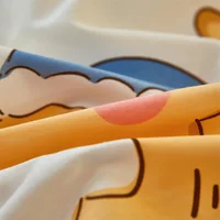 Cartoon Star Flat Sheet Twin Kawaii Yellow Stars Bed Sheet Set For Child Teen Room Decor Soft Cotton Bed Cover with 2 Pillowcase 6