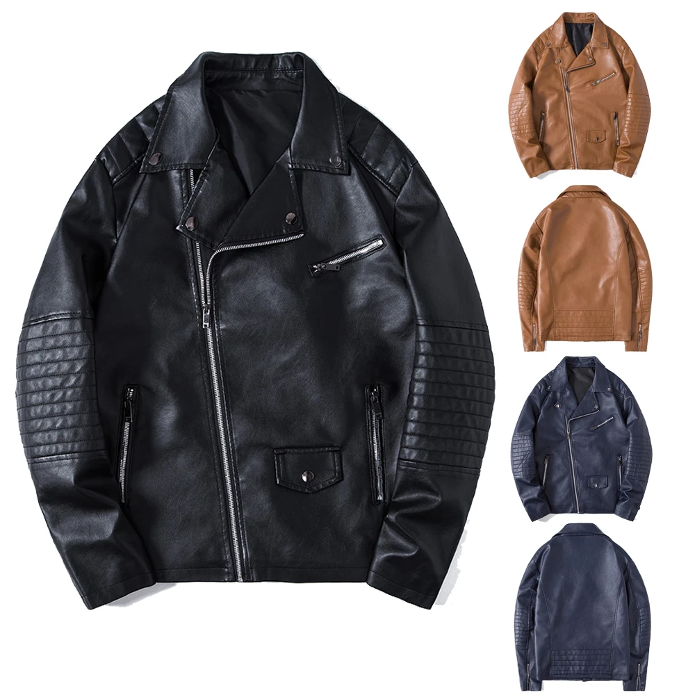 2025年冬【法人向けお歳暮】 Spring Biker Leather Black Jacket Pu Turn-lapel Autumn ジャケット・アウター