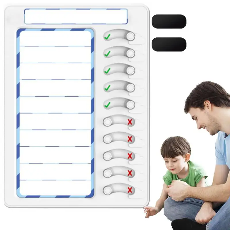 

Chore Chart For Kids Daily Task Planning Board With 10 Sliders And Magnetic Markers Erasable Planner Board For To-do Lists