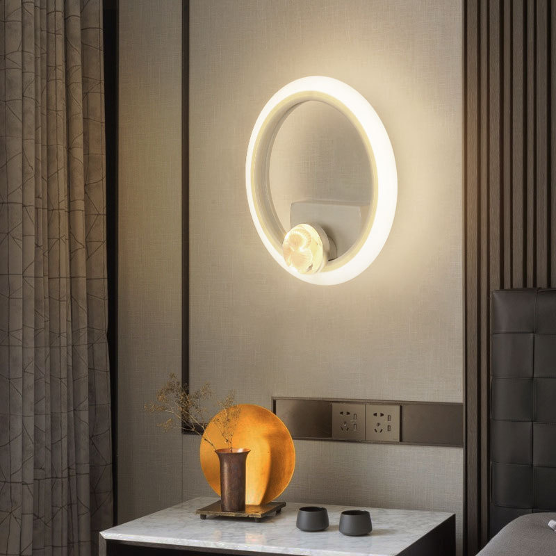 Modern LED Wall Lamp Minimalist Design Ring Light for Bedroom Bedside Living Room Aisle Corridor Stairs Home Decorative Lighting