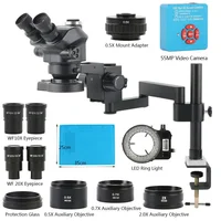 3.5X-200X Zoom Stereo Trinocular Microscope Clamp Folding Extension Type Base +48MP 55MP 4K 2K HDMI USB VGA Digital Video Camera 1