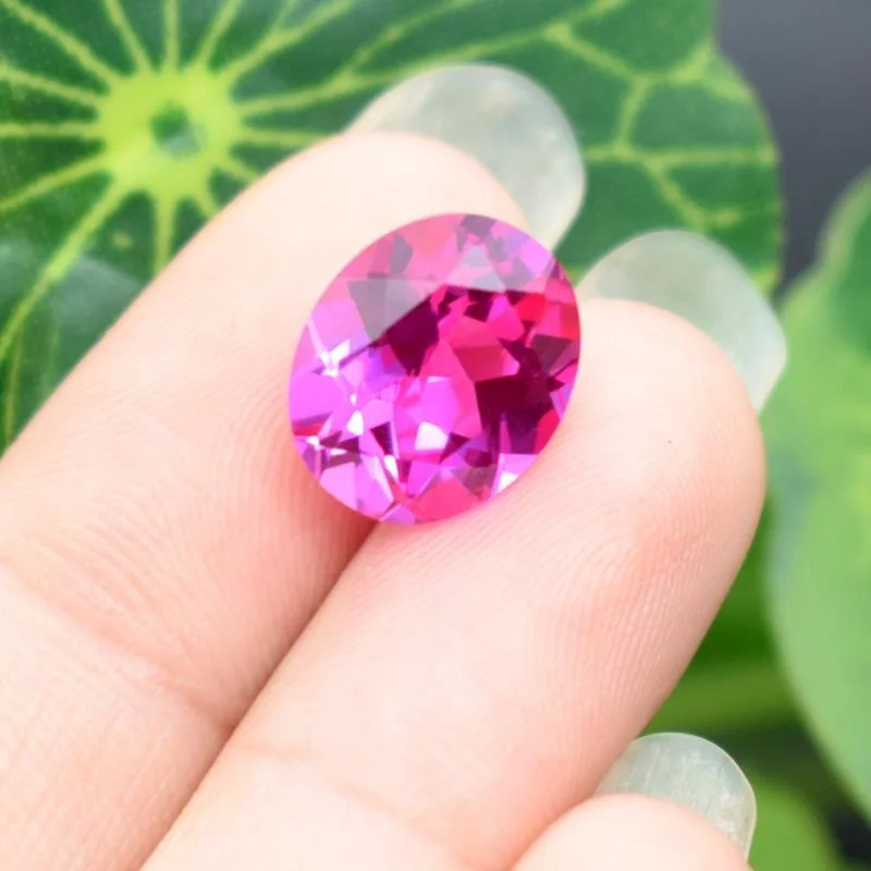 13&times;18mm 16.0ct Oval Faceted Cut VVS Fluorescent Ruby Loose Gemstones for Jewelry Making