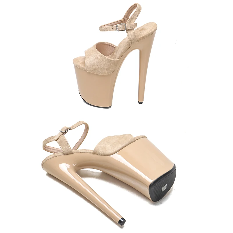 Leecabe 20cm/ 8inches Suede Upper lady  sexy high heel sandals  pole dance shoes