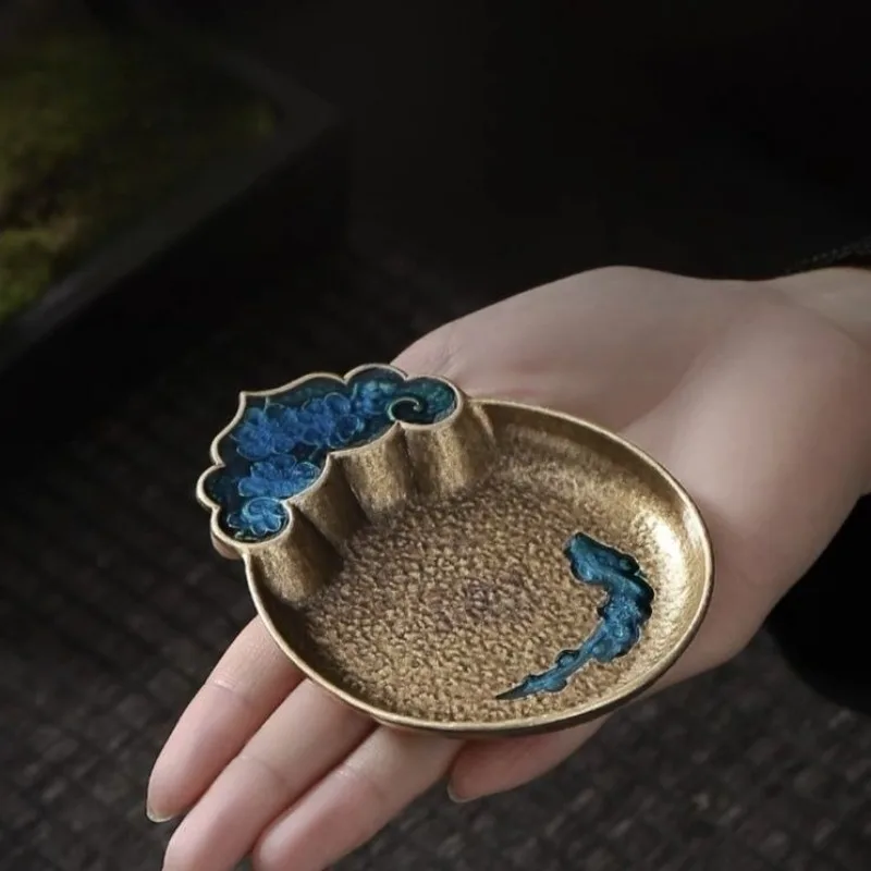 Japanese Antique Copper Coasters Retro Heat Insulation Cup Holder Mat Pad Chinese Kung Fu Gungfu Tea Ceremony Tea Trays Teaware