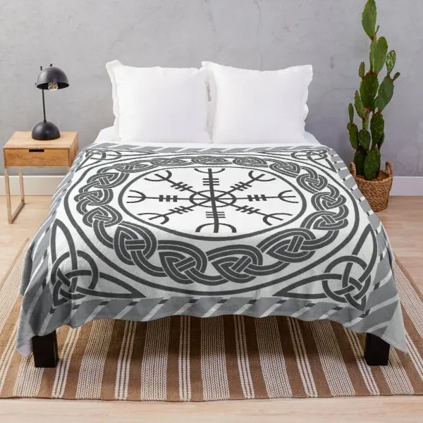 3D Soft Throw Blanket Lightweight Flannel Blanket King Queen Size for Sofa Couch The Vikings Ancient Scandinavian Norse Runes