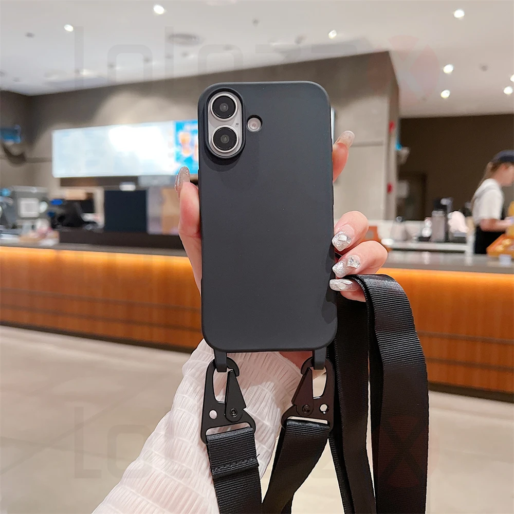 Luxury Crossbody Necklace Cord Strap Case For iPhone 16 15 14 12 11 13 Pro Max XR X XS 7 8 Plus Soft Shockproof Protection Cover_voghion.com