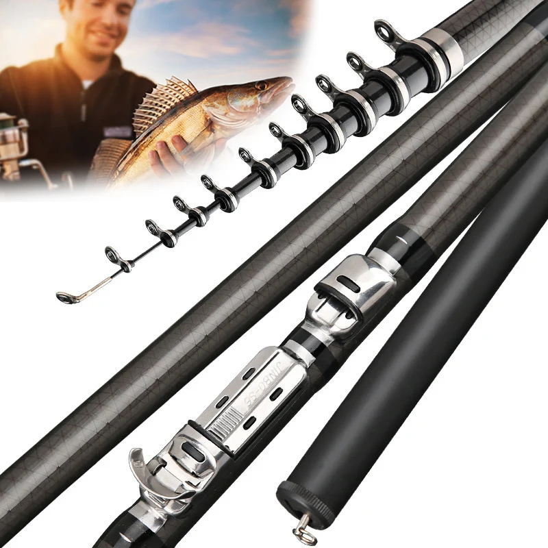 

Telescopic Rock Fishing Rod Spinning Fly Carp Feeder Carbon Fiber Pesca 2.7m 3.6m 4.5m 5.4m 6.3m Mini Travel Rod Reel Seat