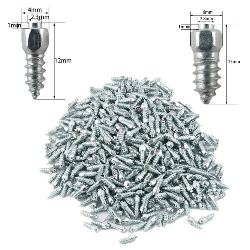 Steel Wheel Tyre Stud Screws Snow Tire Spikes for Car Auto SUV ATV Snow Nail Anti-Slip Screws 50/100PCS 12mm/15mm/0.59"