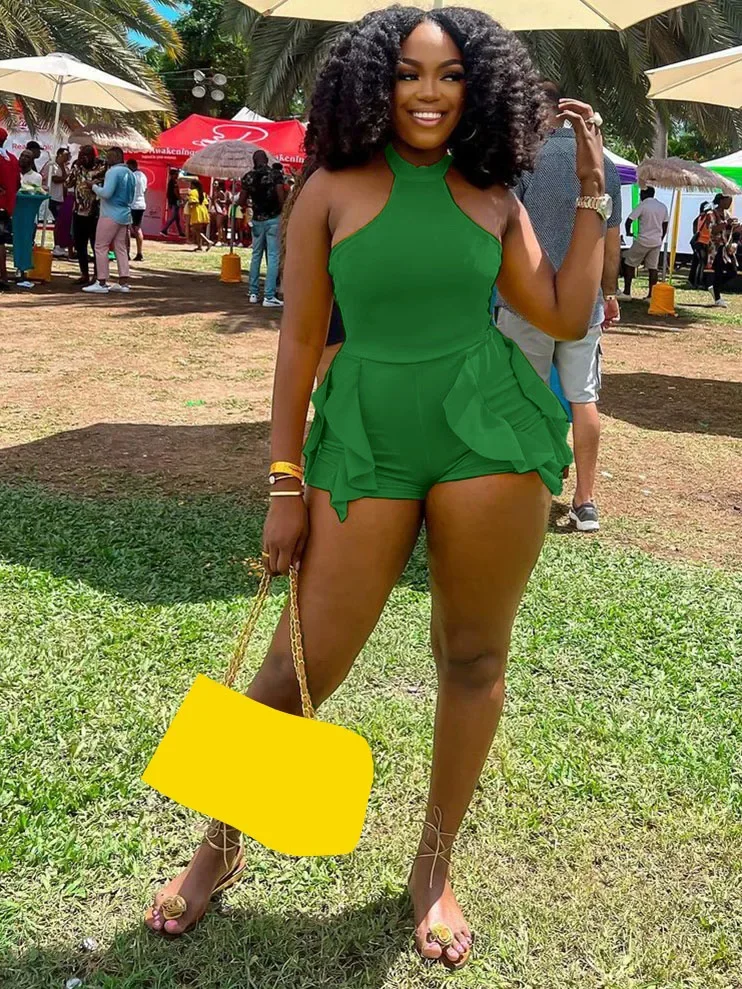 

WUHE Sleeveless Ruffles Tassel Side Women Romper 2024 New Summer Fashion Street One Piece Suit Overall Tank Playsuits
