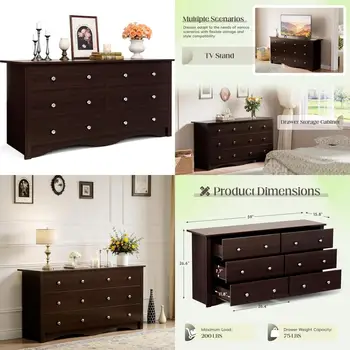 6-Drawer Wood Dresser 1