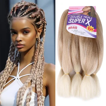 6 Pcs/lot Pre Stretched Ombre Jumbo Braiding Hair Extensions For Women Synthetic Kids Crochet Hair Hot Water Setting Kanekalon 1