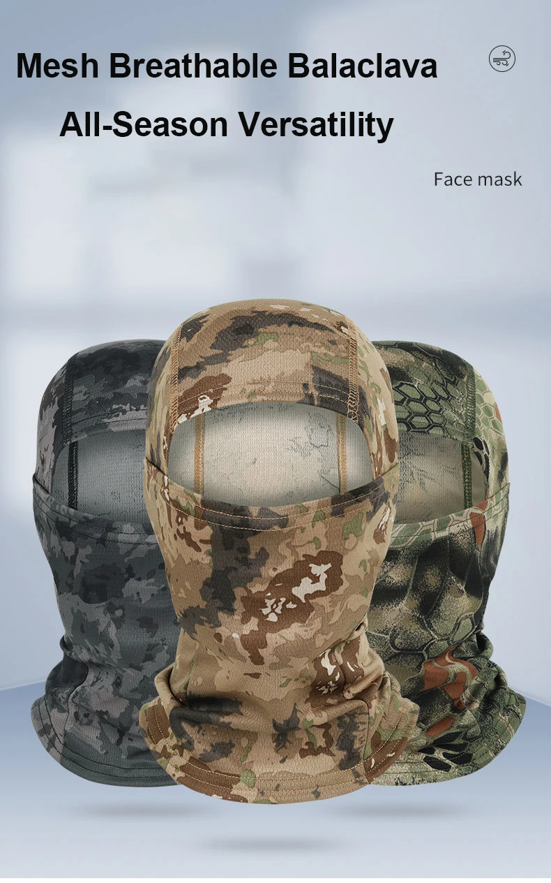Tarnmuster Taktische Sturmhaube Atmungsaktive Gesichtsmaske für Radfahren Angeln Wandern Unisex UV-Schutz Helmunterzieher Dehnbarer Nackenschutz – Detail 1