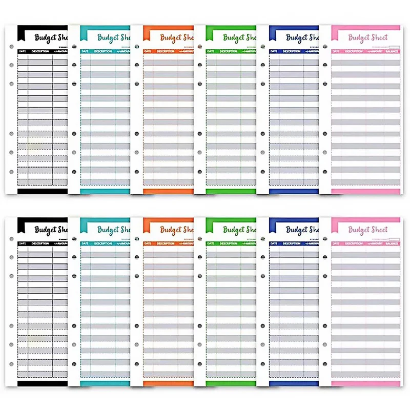 12pcs Kawaii Budget Sheets Binder Planner Journal Envelopes Budget Trackers Expense Tracker Fit Cash Banknote Envelope