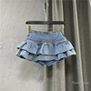Harajuku Girl High Waist Single-Breasted Ruffles Cake Denim Skirt Woman Summer Sexy Jeans Skirts Students Kawaii Pleated Skirt 4