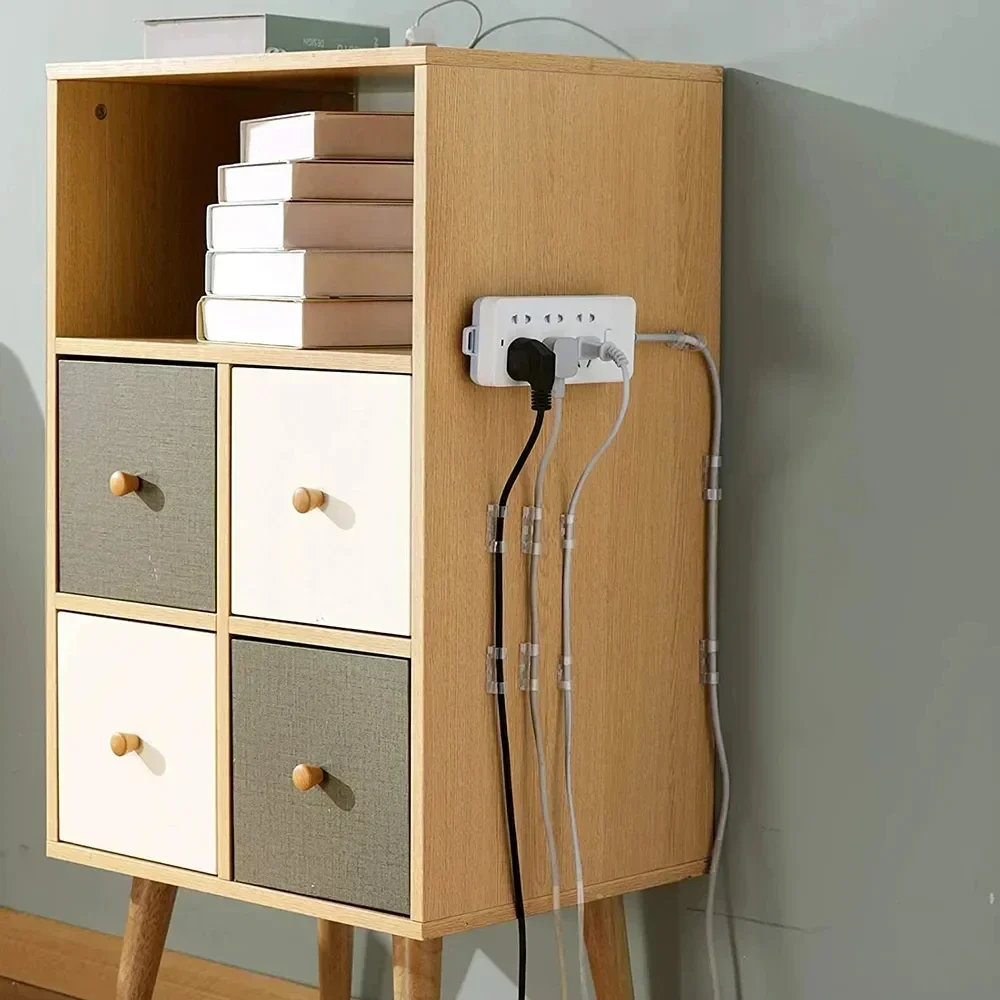 Cable organizer cable clip 100PCS cable organizer clips transparent self-adhesive desktop wall USB cable management wire winder manager PC winder