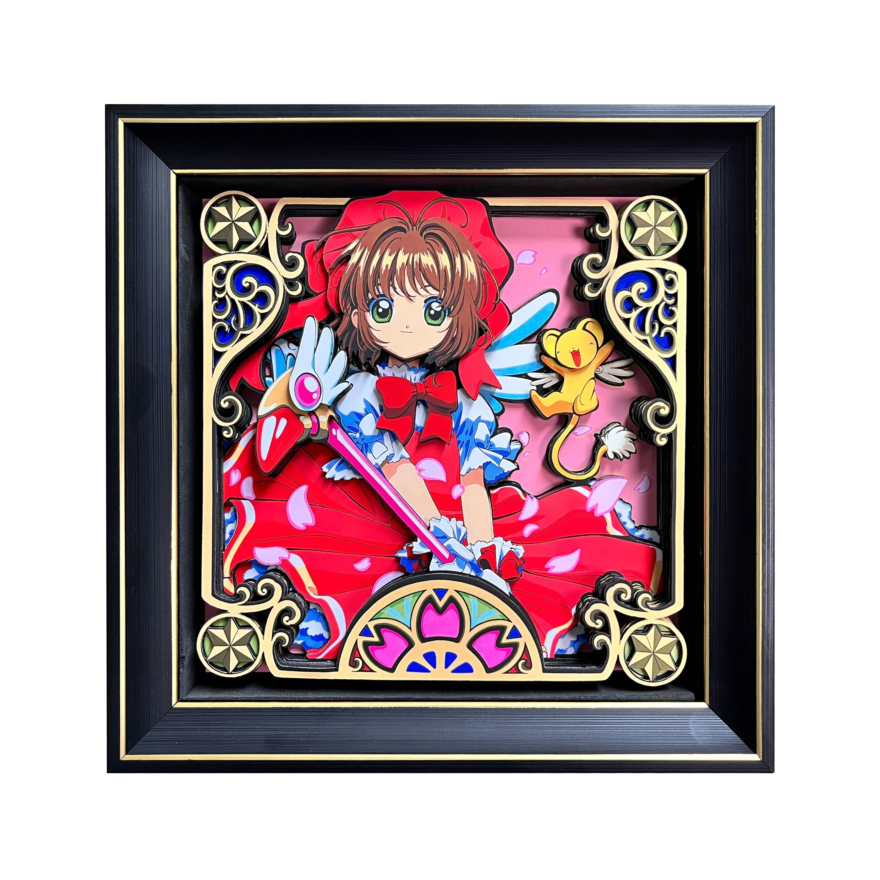

Decorative Paintings 8.27inch Anime Cardcaptor Sakura 3D Paper Art Handwork Art Wall Decor Girl Bedroom Decor Gifts with Framed