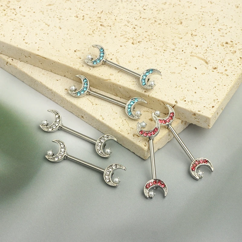 Nipple Rings Belly Button Rings For Women Cute Heart Butterfly Moon CZ Barbell Nipple Rings Curved moon star mix 3 colors wholes