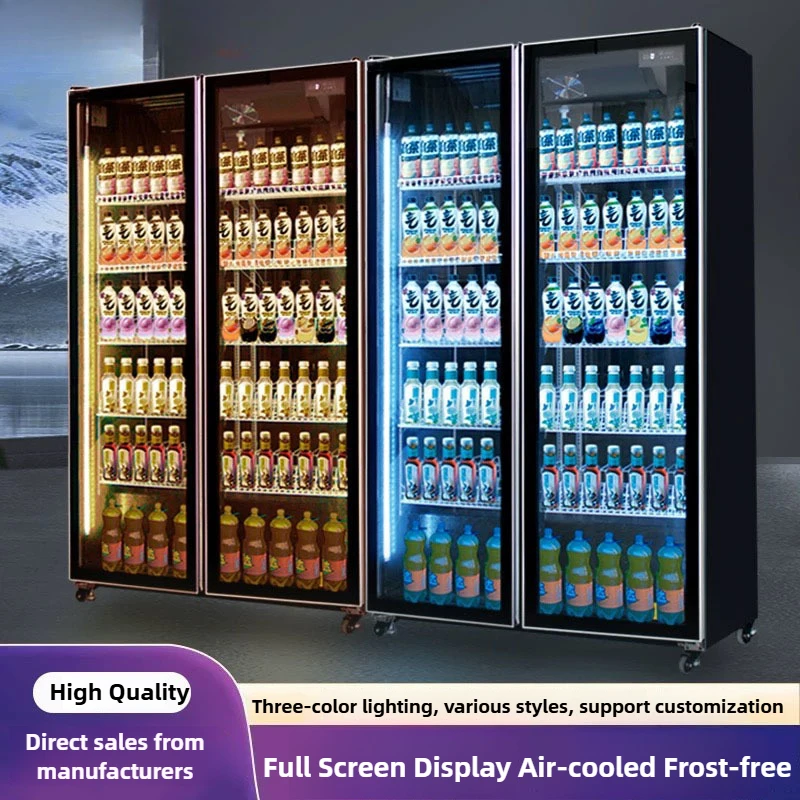 Beer&Wine Refrigerators Drink Display Showcase Bar Cold Drink Freezer Full-screen Display Cabinet Supermarket Beverage Cooler