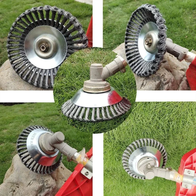 Mower Wire Weeding Wheel Garden General Weeding Wheel Accessories 6" Wire Wheel Weeding Head 8" Twisted Wire Lawn Mower 3