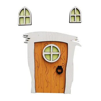 Wooden House Miniature Home Windows Door Mini Door Window Tree Decoration For Yard Lawn Xmas Tree Hanging Ornaments Navidad Xmas 2