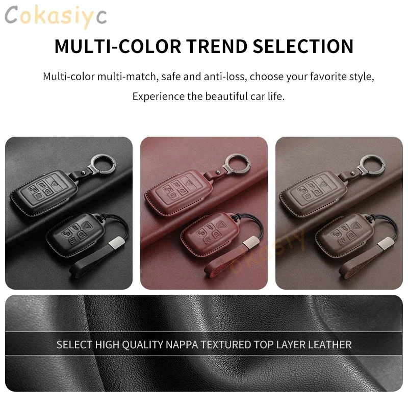 For Jaguar XE XF XK XKR XFL F-TYPE F-PACE T-PACE Car Key Case Shell For Land Rover Range Rover Sport Leather Car Key Case Cover 5
