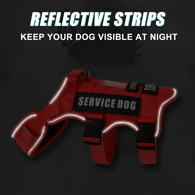 Service Dog Vest No Pull Dog Harness with 4 Dog Patches, Reflective Pet Harness with Durable Soft Padded Handle for Training Med 4