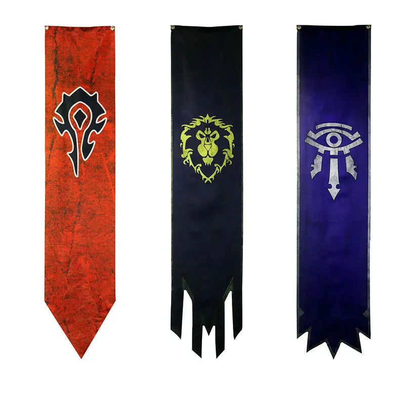 Wow World Of Warcrafts Alliance Horde Banner Flag Dacron Home Cosplay Game Battle Hanging Wall Flag Movie Decoration Banner