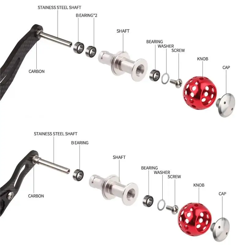 RUKE New Design Machined Metal Fishing Reel Handle Knobs Bait Casting Spinning Reels Fishing Tackle Accessory