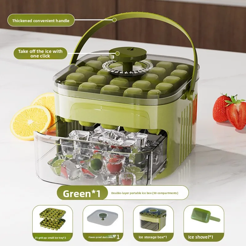 מכונת קוביות קרח בעלת 50 קוביות עם כיסוי לחיצה קלה עם מכסה לחיצה קלה בנפח גדול מכונת קוביות קרח חוזרת באיכות מזון